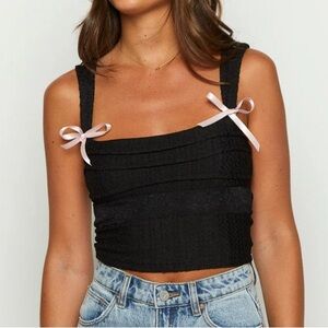 Black tank top with bow detail